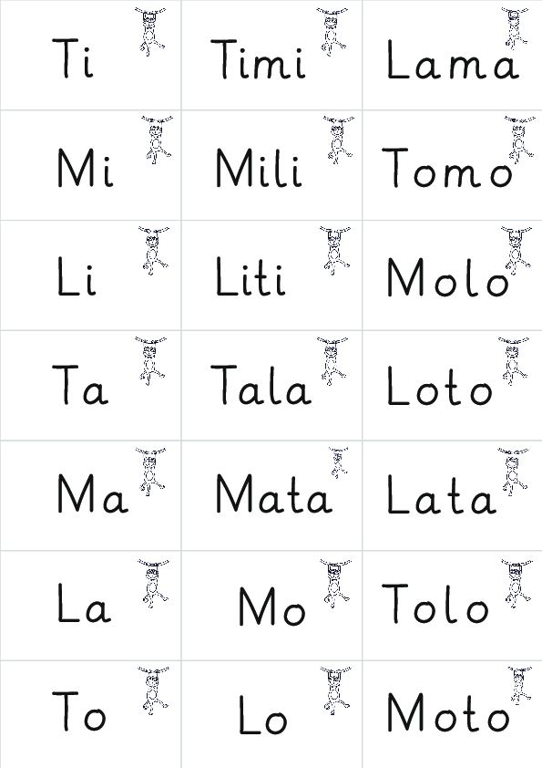 Silbenwörter mit nur 6 Buchstaben - A, I, O und M, T, L